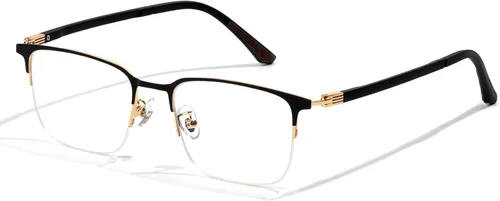 ZanyLen Blue Light Blocking Glasses Men Computer Gaming Glasses Rectangle Metal Semi-rimless Frame