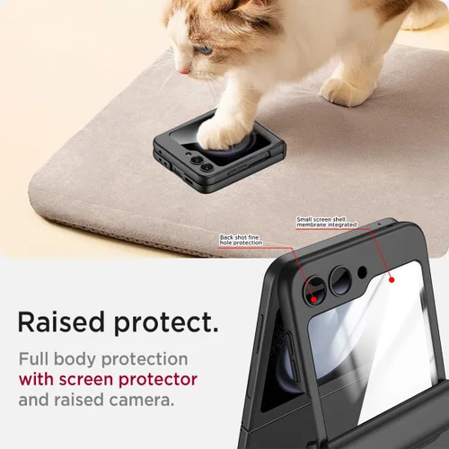 Miniatura 3 de Miimall Funda para Samsung Galaxy Z Flip 5 con protección de bisagra, [protector de pantalla integrado] Funda de cuerpo completo de policarbonato