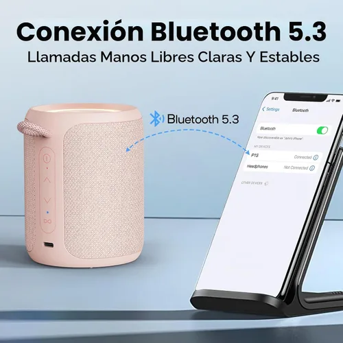 Miniatura 4 de Altavoz Bluetooth inalámbrico, IP67 impermeable y a prueba de polvo altavoz portátil con luces, sonido estéreo fuerte de 15 W, batería de 2500 mAh