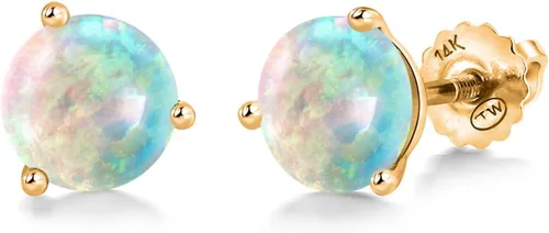 Miniatura 93 de Gem Stone King Aretes de Martini de oro amarillo de 14 quilates Aretes de tuerca de 3 puntas para mujeres y hombres Redondos de 0.236 pulgadas