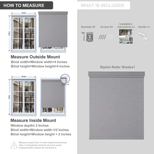 Miniatura 6 de Boolegon Persianas enrollables opacas para ventanas, inalámbricas, enrollables extraíbles, tela con aislamiento térmico, protección UV, persianas