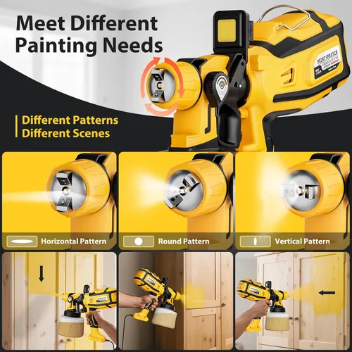 Miniatura 4 de Pulverizador de Pintura para Pintura de Casa, Pulverizador de Pintura con Potente Motor de Cobre de 1000W, Contenedor de 1400ml (47oz), 6 Boquillas