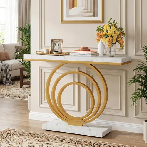 Tribesigns Mesa de entrada dorada de 41 pulgadas, moderna mesa consola estrecha y larga, mesa decorativa contemporánea para sala de estar, pasillo,