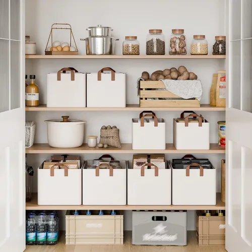 Miniatura 3 de StorageWorks Contenedores de almacenamiento para armario, cestas de almacenamiento para estantes, organizadores de armario y contenedores de Beige