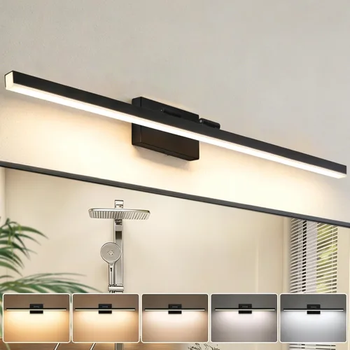Miniatura 18 de IZORRO Moderna lámpara de tocador de baño de 16 pulgadas, giratoria, 12 W, regulable, lámpara LED sobre el espejo, barra de luz negra para tocador