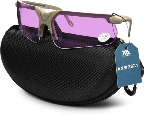 Miniatura 2 de Xaegistac Gafas de disparo con estuche Gafas de seguridad antivaho para cazadores para adultos Marco caqui lente púrpura
