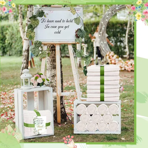 Miniatura 6 de Buryeah 12 piezas de manta de franela y forro polar para boda a granel con tarjeta de agradecimiento y cinta, 50 x 60 pulgadas, mantas certificadas