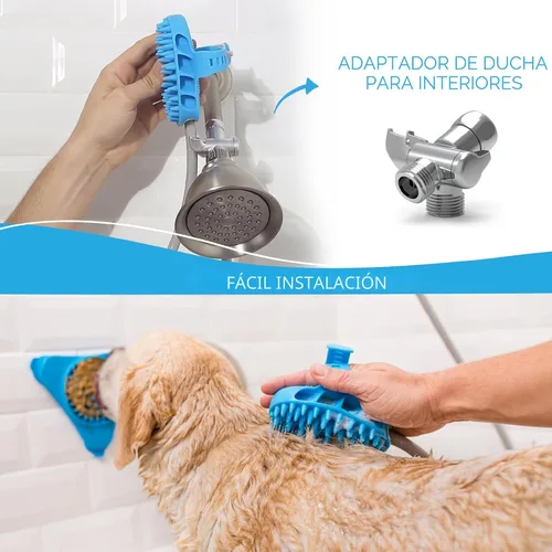 Miniatura 4 de Aquapaw Cepillo de baño para perros Pro y accesorio de ducha para perros, goma de silicona grande, rociador y depurador en uno con accesorio