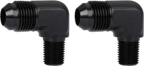 Miniatura 6 de 3AN macho Flare a 1/4 NPT tubo macho 90 grados codo adaptador unión aluminio negro