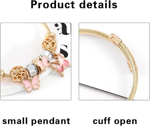 Miniatura 6 de Navoky Pulsera con dije de mariposa dorada ajustable y abierta para mujeres y niñas