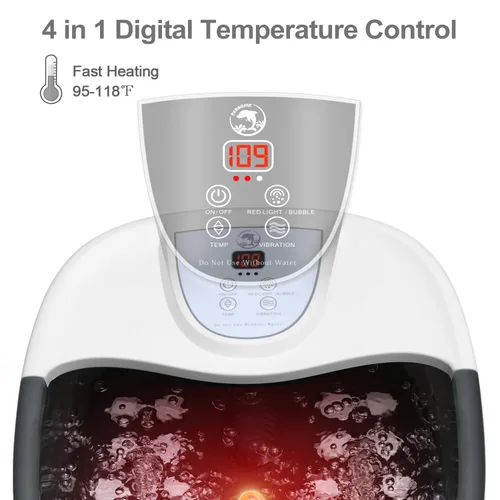 Miniatura 7 de ECARBME - Masajeador de baño de pies con calor, bañera de remojo de pies con 22 rodillos de masaje, control de temperatura, chorros, burbujas, sal
