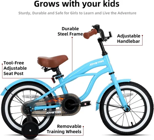Miniatura 2 de JOYSTAR Bicicleta de crucero para niños de 12, 14 y 16 pulgadas, para niños de 2 a 7 años, bicicleta para niños con ruedas de entrenamiento, freno