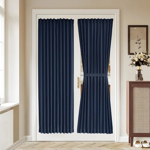 Miniatura 27 de Vatge - Cortinas autoadhesivas para puerta francesa, tratamiento de ventana con filtro de luz sin varillas ni perforaciones para puertas de cristal