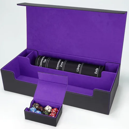 Miniatura 17 de AFIING MTG Caja de Mazo para Commander Display, Caja de Cartas que Cabe 100 Cartas con Doble Funda, Caja de Almacenamiento Magic Commander TCG con 2