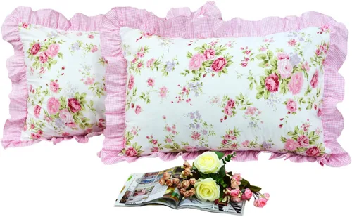 Miniatura 5 de FADFAY Juego de funda de edredón rosa desgastada, colección de ropa de cama floral rosa, elegante juego de funda de edredón de encaje de princesa
