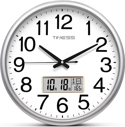 Miniatura 12 de Reloj de pared TIMESS, acabado clásico estilo madera, de 16 pulgadas, silencioso, sin tictac, funciona con pilas, de cuarzo, analógico