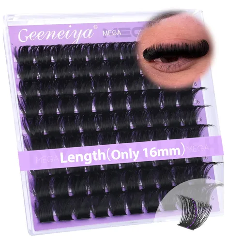 Miniatura 10 de Geeneiya Kit de racimos de pestañas de 5 estilos, extensiones de racimos de pestañas de volumen/mega/completo/inferior con adhesivo de pestañas