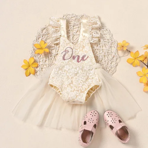 Miniatura 87 de Traje de bebé niña primer cumpleaños traje de encaje tul mameluco princesa tutú vestido de un año cumpleaños pastel Smash fotografía ropa