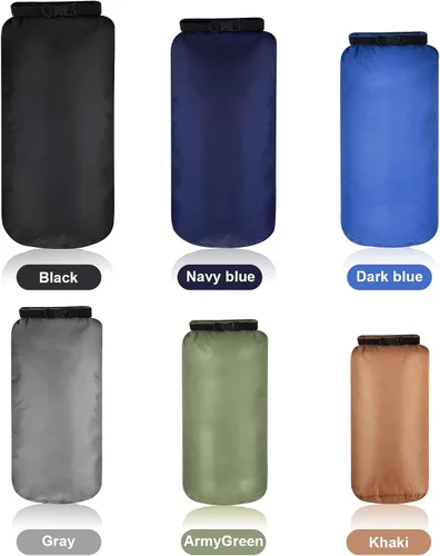 Miniatura 3 de Shappy Juego de 6 bolsas secas impermeables, ligeras, herméticas, con sacos de 20 L, 15 L, 10 L, 8 L, 5 L, 3 L y correa de hombro larga ajustable