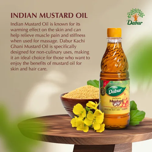 Miniatura 2 de Dabur Aceite de mostaza Kachi Ghani - Aceite para el cuidado de la piel y el cabello, masaje corporal con aceite prensado en frío, aceite de mostaza
