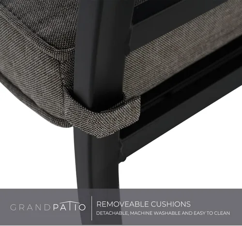 Miniatura 8 de Grand patio Juego de comedor de patio de 7 piezas para 6, juego de comedor al aire libre con revestimiento electrónico, sillas de comedor giratorias
