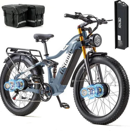 Miniatura 18 de 2026 AWD Electric Bike for Adults Dual Motor 5000W/3000W/1500W Peak 40MPH/32MPH Fast Ebike, Up to 70 /90 /160 Miles Long Range, 26" Full Suspension