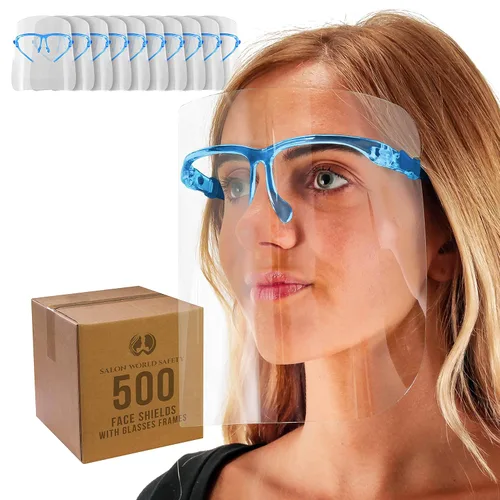 Miniatura 17 de TCP Global Salon World - Protectores faciales completos con marcos de gafas (paquete de 10), ultra transparentes para proteger los ojos, la nariz