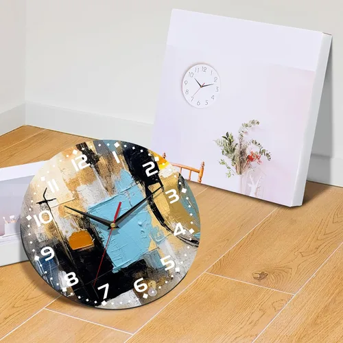 Miniatura 6 de Reloj de pared, arte abstracto colorido, pintura al óleo, reloj de pared silencioso sin tictac, funciona con pilas, 10 pulgadas, decoración