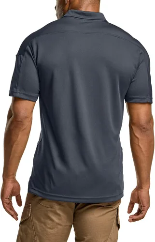 Miniatura 2 de CQR Camiseta polo táctica para hombre, de manga corta, ligera y con Dry Fit, tela piqué, FPU 50+, para exteriores