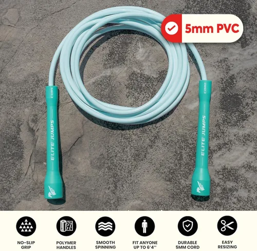 Miniatura 6 de Elite Jumps Cuerda de saltar Core – Cuerda de saltar ajustable para interiores y exteriores para entrenamiento y fitness – Cuerda de saltar de PVC