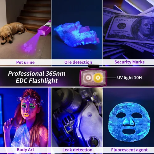 Miniatura 2 de Linterna EDC recargable de 365 nm con RGB, mini linterna LED magnética de 1500 lúmenes, linterna de bolsillo con memoria de modo para trabajar