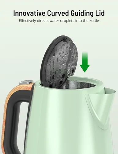 Miniatura 4 de Hervidor eléctrico de acero inoxidable de 1.7L / 57 onzas con ventana de agua transparente, tetera eléctrica de 1500 W sin BPA para agua hirviendo