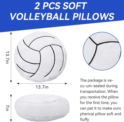 Miniatura 2 de Almohada de voleibol – 2 almohadas suaves y esponjosas de felpa de voleibol, almohadas deportivas redondas rellenas, regalos para fanáticos