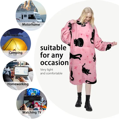 Miniatura 3 de Sudadera con capucha Sherpa de gran tamaño con bolsillo gigante, regalos de cumpleaños de Navidad para adultos, mujeres y hombres
