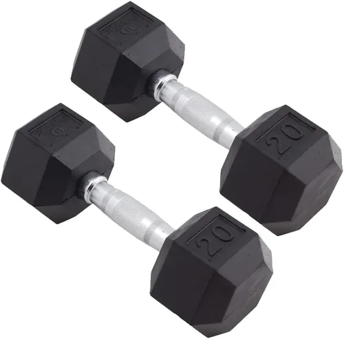 Miniatura 7 de Body Sport Mancuernas hexagonales con revestimiento de goma, par de mancuernas para ejercicios, equipo de entrenamiento de fuerza, accesorios