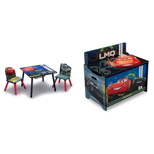 Delta Children Juego de mesa y silla para niños con almacenamiento (2 sillas incluidas), ideal para artes y manualidades, merienda, tareas y más,