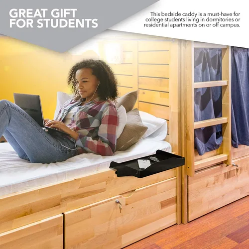 Miniatura 5 de Modern Innovations - Estante de cabecera para cama, dormitorio universitario, estante/organizador de cama para litera superior, bandeja de mesita