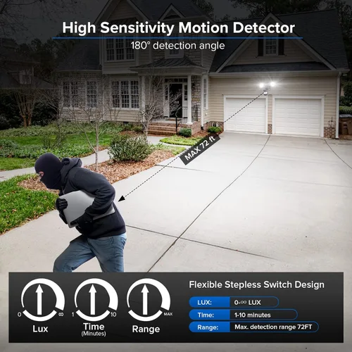Miniatura 4 de SANSI - Luces de seguridad LED de 25 W con sensor de movimiento para exteriores, 3000 lm, 5000 K luz diurna, de atardecer a amanecer, luces
