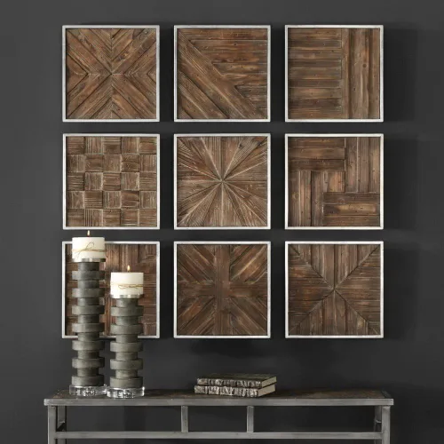 Miniatura 2 de Uttermost Bryndle - Juego de arte de pared cuadrado de madera de 12 1/2 pulgadas, 9 piezas