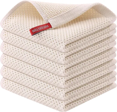 Miniatura 162 de Kitinjoy - Paños de cocina de 100 % algodón, tela de tejido gofrado, paño de limpieza ultrasuave, absorbente y de secado rápido. Gris Oscuro