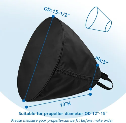 Miniatura 2 de Cubierta para hélice para motor de barco, 15-1/2 pulgadas de diámetro exterior resistente 420D bolsa protectora, impermeable y resistente al polvo