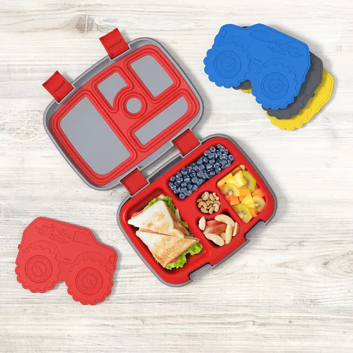 Miniatura 2 de Bentgo Buddies - Paquetes de hielo reutilizables delgados para cajas de almuerzo, bolsas de almuerzo y enfriadores - 4 paquetes multicolores (camión)