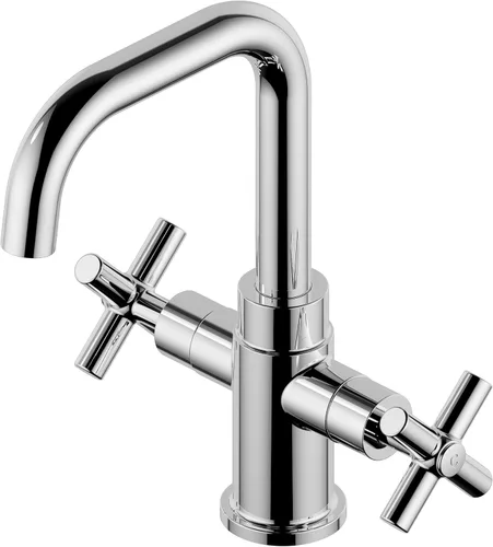 Miniatura 7 de Moderno grifo de lavabo de baño dorado cepillado, 4 pulgadas de un solo agujero o centro de 3 agujeros, mango cruzado de 2 asas, boquilla giratoria