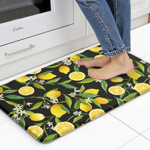 Miniatura 13 de Lemon Tapetes de Cocina para Piso - Tapetes Antifatiga para Piso de Cocina, Acolchados Antideslizantes Lavables de Espuma Viscoelástica