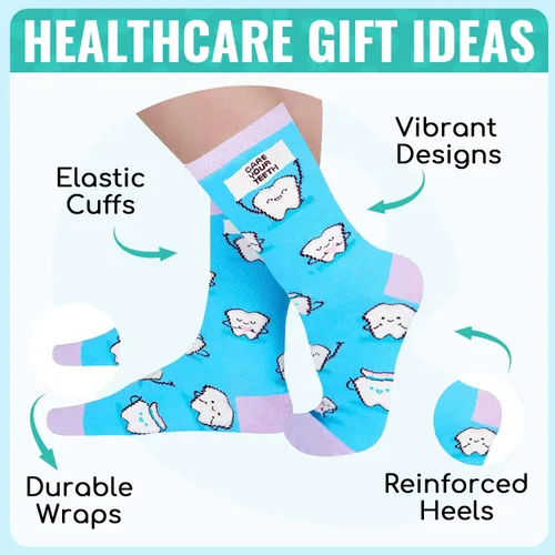 Miniatura 2 de HAPPYPOP Regalos para enfermeras, asistentes dentales, regalos para dentistas para mujeres, regalos de dientes, calcetines de enfermera, calcetines