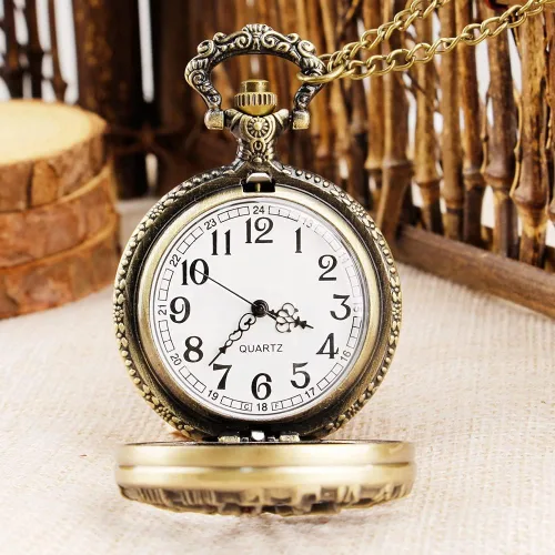 Miniatura 3 de Reloj de bolsillo de cuarzo para hombre, ojos verdes, forma de caja redonda, collar de bolsillo
