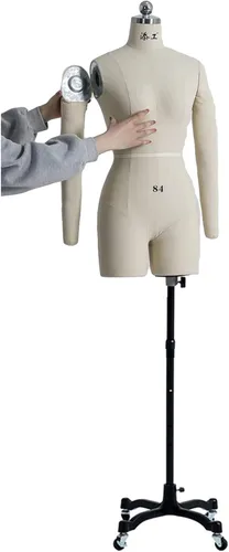 Maniquí femenino para coser ropa, formas de vestir con brazos suaves, maniquí de modista totalmente anclable sobre ruedas, tamaño completo para