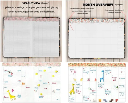 Miniatura 3 de Diario florido, agenda y organizador de horarios (verde tropical, A7 (5 pulgadas)