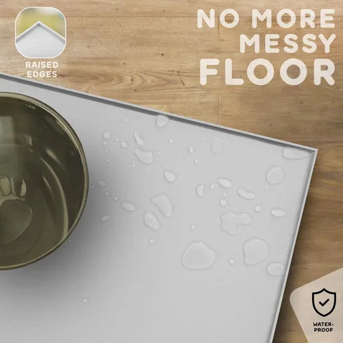 Miniatura 5 de Tapete para comida de perro y gato, bordes elevados para evitar derrames de comida y agua, impermeable, protege el piso, fácil de limpiar, de Mist