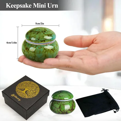 Miniatura 3 de Urnas pequeñas para recuerdo de cenizas humanas, urna de cremación pequeña de cerámica para cenizas para mujeres y hombres adultos con caja